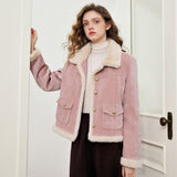 Small Fragrant Wind Pink Wick Velvet Shoulder Coat Women 2026 Autumn And Winter New Fat Mm Velvet Splicing Fur