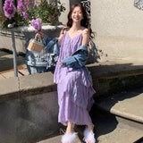 Purple French Suspension Dress Women's 2026 Summer New Tea Rest Orange Truss Small Thin Cake Skirtȹ