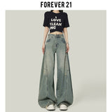 High Street Retro Blue Pear-Shaped Broad-Legged Jeans Women Trend New High-Rise Ripped Loose Scimiter Pants