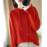 Wool Blended 2026 Autumn And Winter New Women's Loose Casual With Hat Jacket Solid Color Short Knitted Hoodie