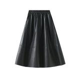Simulation Leather Retro Style Skirt Long Half Skirt Female High-Waist A Skirt Temperament Umbrella Skirt 1839