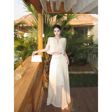 Fashion Light Luxury Hollow Two Sets Of Women's Spring 2026 New French Atmosphere Repair Body Dress Thin Half Skirt Set
