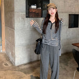 Small Design Sweet Hottie Striped Hooded Long-Sleeved T-Shirt Girl Autumn Classic Repair Bottom Shirt Top