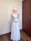 French Temperament White Sleeveless Slanted Shoulders Pure Desire Dress Women's Summer Design Long Dress Holiday Dress