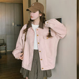 Pink Leather Velvet Coat Women's Autumn And Winter 2026 New Sweet Little College Style Casual Jacket Top