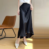 Silk Satin 2026 Spring And Summer New Women's High-Rise Half-Dress Fashion A-Saki Mid-Length Loose Waist Skirt