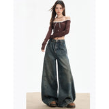 Vintage Old Scissor Jeans Women's Summer 2026 New Loose Broad Leg Drag Slebter Pants
