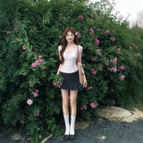 Set Women 2026 Summer Korean Age Reduction Design Pink Short-Sleeved Shirt Top Wave Half Body Skirt Two-Piece