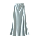 Temperament Pressure Folded Bare-Faced Fishtail Half-Dress Girl Spring Hanging Thin Bag-Butbice Long Dress 9836