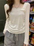 Small Design With Long-Sleeved T-Shirts For Women's Autumn New Retro Collar Blouse Hottie Set-Up Bottom Shirt