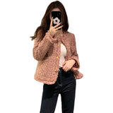 Pink Retro Fragrant Coat Women Autumn And Winter French Style High-End Feeling Coarse Flowers This Small Short Coat Tide