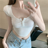 Hottie T-Shirt Girl Summer High-Waist Short-Shoeing Tight 2025 New White Short-Sleeved Top In Tide