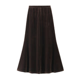 Golden Velvet Half Dress Women Autumn And Winter New Long-Rise High-Rise Thin Fishtail Skirt Velvet Half Skirt 9828