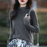Fine-Woven Wool 2026 Autumn And Winter New Women's Short Loose Lace Lace Lace Hollow Bottom Jersey Sweater