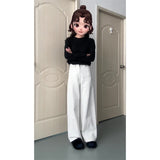 White Scimitum Jeans Women 2025 New Spring And Summer High-Waisted Loose Tnut Trousers Wide-Legged Banana Sickle Pants