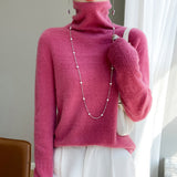 Line Ready-Wear 100% Pure Wool 2026 Autumn And Winter New Women's Heap Collar Collar Short Knitted Sweater