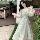 French Lotus Side Shoulder-Coat Dress Women's Summer 2025 New High-End Temperament Waist Fairy Dress