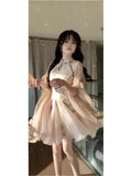 Vintage New Chinese Women's Style Improved Cheongsam Evening Dress Buckle Waist Dress Two Sets Fresh And Sweet