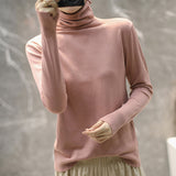 Temperament Wool Bottom Knitted Shirt 2026 Autumn And Winter Women's New Stack High-Necked Cover Solid Color High-Ball Sweater