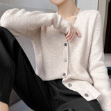 Wool Blending 2026 Autumn And Winter Women's New Loose Loose Solid Color V-Neck Short Sweater Knitted Shirt Outside