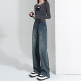 Plus Velvet Broad-Legged Jeans Women's Spring And Autumn 2025 Trend With New Explosive Winter High-Waisted Narrow Version Of Straight Trousers