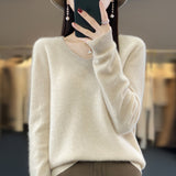First-Line Ready-Sheed Seamless 100% Pure Wool 2026 Autumn And Winter New Short V-Neck Knitted Bottom Sweater