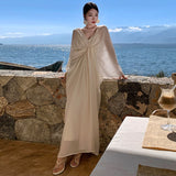 New Chinese-Style Dress Cold Chinese Style Greek Goddess Bat Sleeve Loose Dress Zen Lady Morning Robe Long Dress