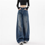 Vintage Tudgy Jeans Women's Spring Summer Design Sense Loose Thin Tug Broad-Legged Slebage Pants