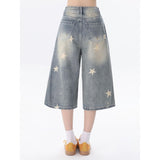 Cowboy Shorts Women's Summer Trend With New Retro Old Star Print Loose Super Fire Seven-Point Pants