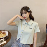 Polo Shirt Short-Sleeved T-Shirt For Girls Summer Small Man With Slimming Design Sense Niche Collar Short Top