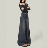 Twist Women's Fat Mm Retro Old Wide-Legged Jeans Women High-Rise Loose Thin-Hanging Trousers Tide