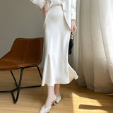 Silk Satin 2026 Spring And Summer New Women's High-Rise Half-Dress Fashion A-Saki Mid-Length Loose Waist Skirt