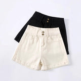 White Denim Shorts Women's Summer Thin High-Waisted Pear-Shaped Body Thin A-Word Broad-Legged Trousers Hot Pants