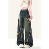 Natural Astring Lateral Zipper Loose Little Jeans Woman 2025 New Straight Spring Summer Wide Leg Pants
