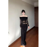 Lightly Familiar With The Style Of The Lady Style Shoulder Dress Women 2026 Early Spring New Hollow Waist-To-Sting Skirt Dress