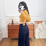 Non-Legged Horn Jeans Women Autumn And Winter 2025 Trend New Thin Elastic Hottie Design Trousers