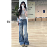 Tall Long Version Of Retro Low-Waisted Micro-Rave Jeans Women Spring And Autumn High Waists Thin Babes Drag Floor Pants