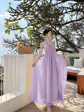 French High-End Heavy Industry Diamond Hanging Neck Hanging Dress Women's New Summer Waist Thin Holiday Dress