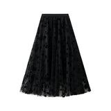French Temperament Mesh Spliced Velvet Half-Dress Woman 2025 New High-Rise Thin A-Word Skirt 5215
