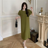 Bubble Sleeve Dress Women's Summer 2026 New Small Small Eleaning French Design Long Dress