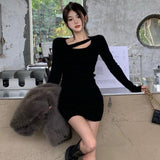 Packing Hip Dress 2026 New Hottie Dress Long Sleeve Autumn Winter Sister Women Tight Black Skirt Repair