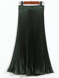 Metal Luster Polyester Pressure Folded Half Skirt Original Single Long Skirt Silk Clear Silk #8035