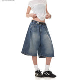 Denim Trousers Retro Broad Legs Daily Leisure Five-Point Trousers Women's Summer Trend New Loose Straight Shorts