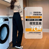 Black High-Waisted Straight Jeans Women Autumn And Winter Trend New With Velvet Pear Shape Narrow Version Of Thin Leggings