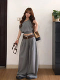 Korean Atmosphere Wears A Set Of Women's Summer Age-Deasy Embroidery Top High-Waisted Casual Pants Two Sets Of Tide