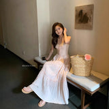 French Romantic Lace Spliced Pink Sling Dress Woman 2025 Summer New Sunscreen Cardigan Two Sets