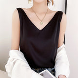 Silk Satin Double-Shoulder Sling Women's Vest 2026 Spring And Summer New Body Repair V Collar Short Temperament Inside The Top T-Shirt
