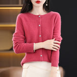 Line Ready-Sheed Seamless 100% Pure Wool 2026 Autumn And Winter New Women's Short Collar Loose Knitted Sweater Coat