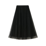 Two Sides Wearing Gold Velvet 100 Fold Skirt Autumn And Winter Girl Long High-Rise Thin Nails Net Yarn Half Body Skirt 2899