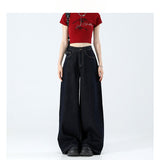 Dark Blue Wide-Legged Jeans Women's Autumn And Winter Trend With New High-Rise Thin Straight-Up Loose-Render Trousers